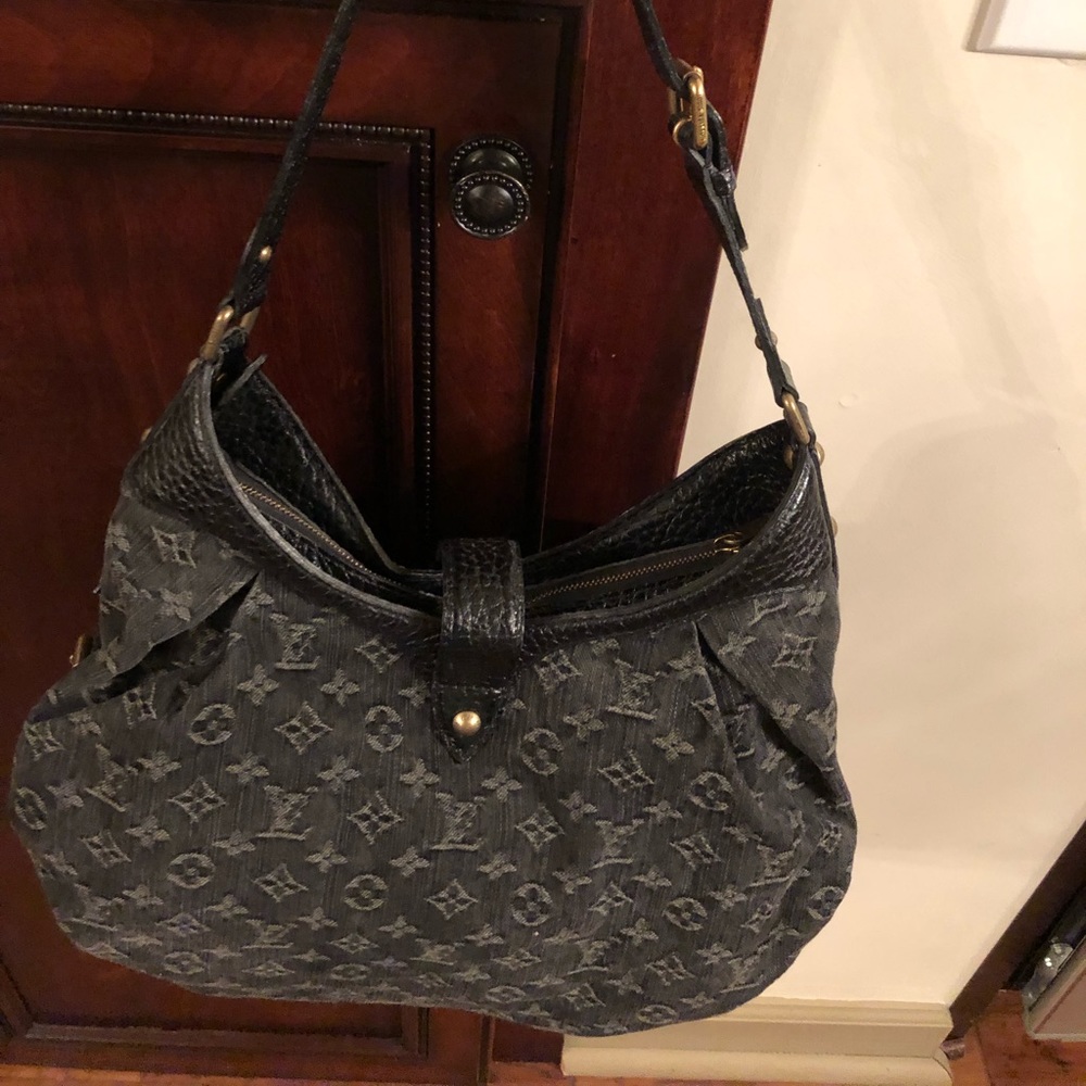 Authentic Mini LV black denim purse